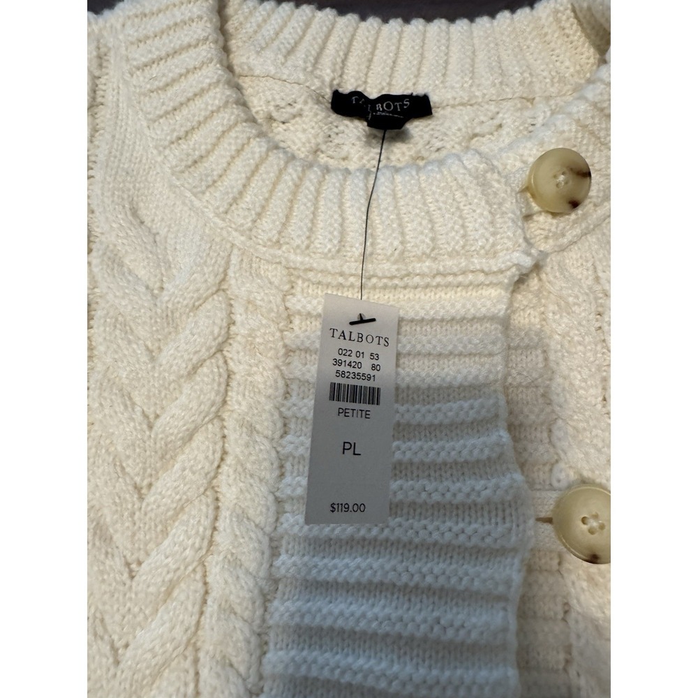 Lot Of 2 Talbots Cable Knit Sweater Vest Cream LP New With Tag & Loft Burgundy L - Picture 6 of 14